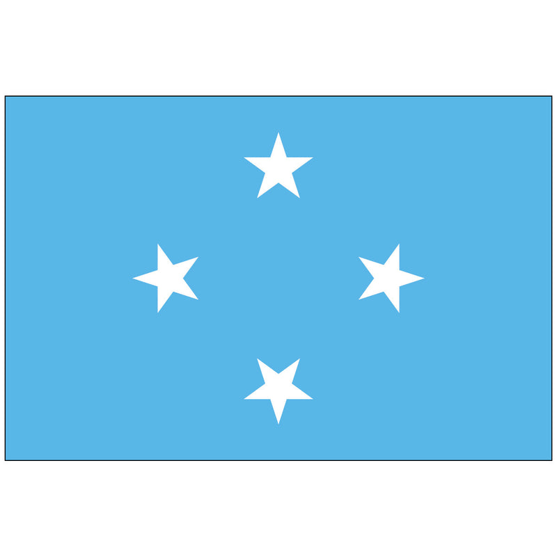 Load image into Gallery viewer, Official Federation of Micronesia world flag made of durable nylon, featuring a light blue field with four white stars arranged in a diamond pattern to represent the four island groups.
