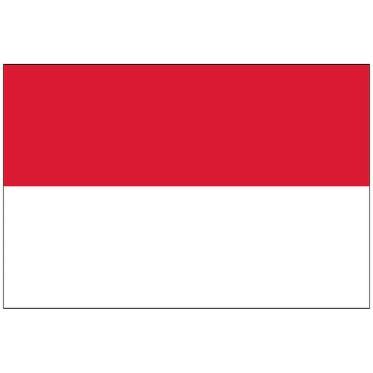 Official Monaco national flag, made of durable nylon, featuring the simple, classic design of two equally-sized horizontal bands: a bright red stripe on top and a white stripe on the bottom.