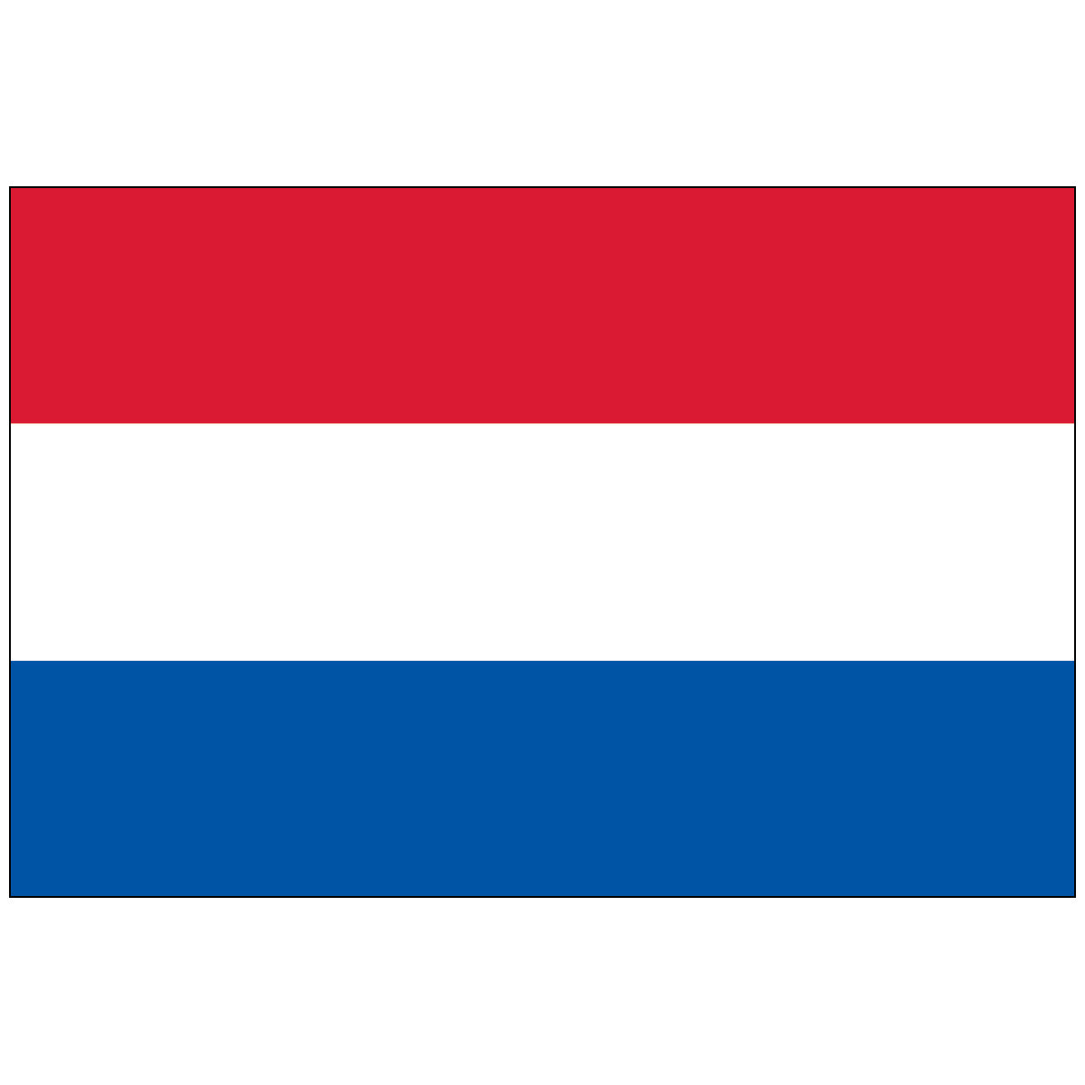 Official Netherlands national flag, a simple horizontal tricolor of red (top), white (middle), and blue (bottom).