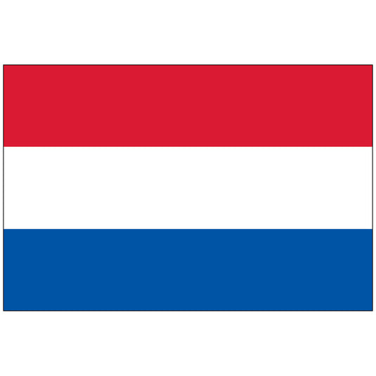 Official Netherlands national flag, a simple horizontal tricolor of red (top), white (middle), and blue (bottom).