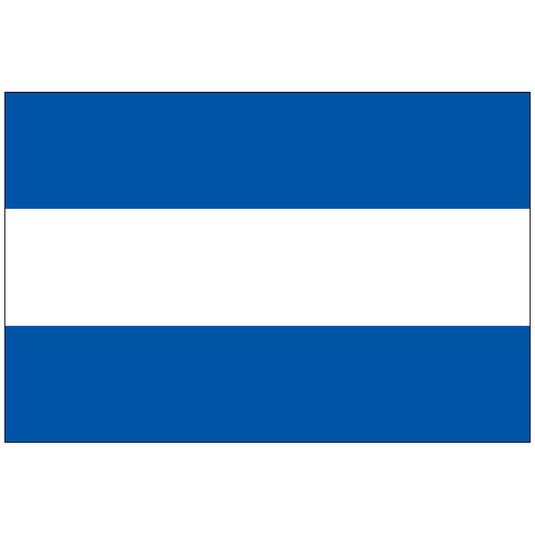 Simplified version of the Nicaragua flag with three horizontal stripes—blue on the top and bottom and white in the center—without the national emblem.