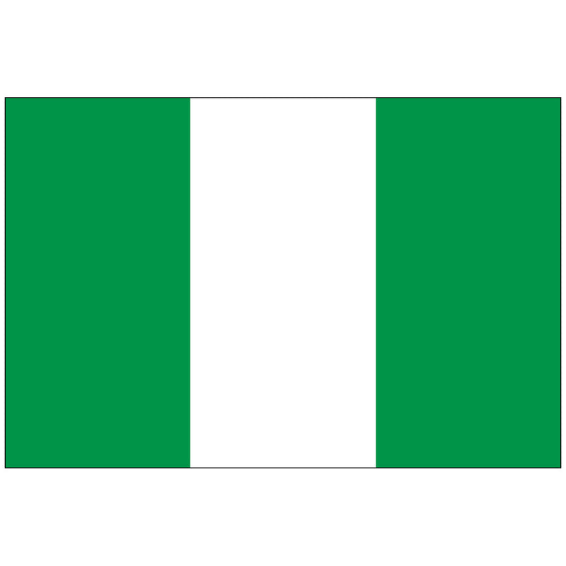 Load image into Gallery viewer, Nigeria national flag with three vertical stripes in green, white, and green, symbolizing agriculture, peace, and unity.
