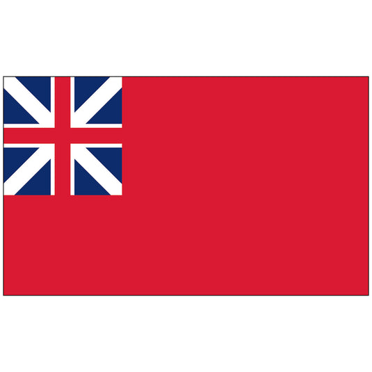 Red field flag with the British Union Jack in the upper hoist corner, representing the historical British Red Ensign.