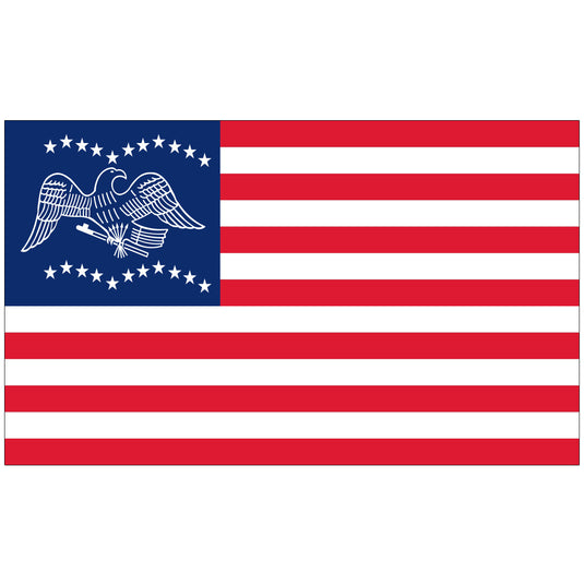 Nylon General Fremont historical flag featuring white eagle and stars on blue canton with red and white stripes.