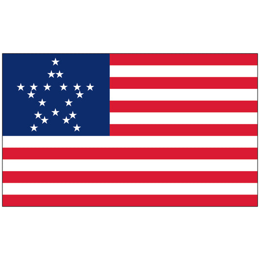 Nylon Great Star U.S. historical flag featuring a blue canton with white stars arranged in the shape of a large five-pointed star, and red and white stripes.