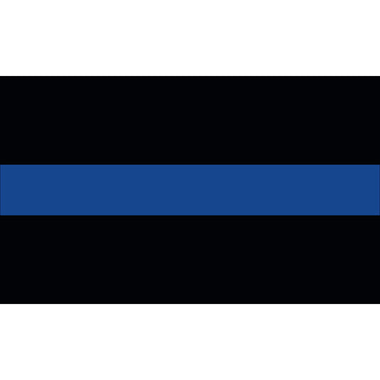 Nylon Thin Blue Line civilian flag with a single horizontal blue stripe centered between two black fields, symbolizing law enforcement support and solidarity.