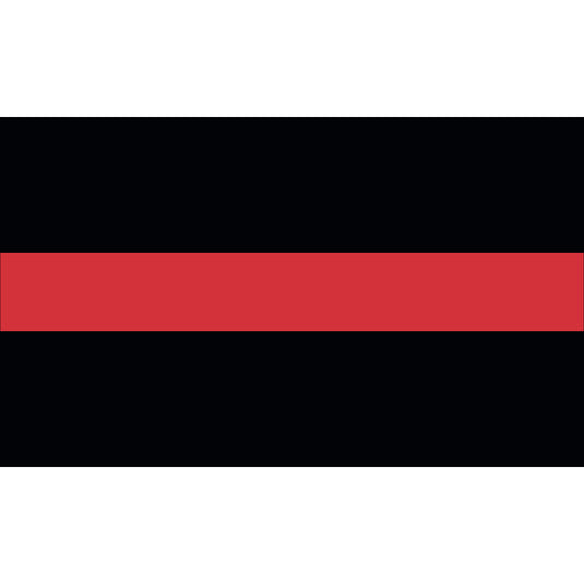 Nylon Thin Red Line civilian flag featuring a single red stripe centered between two black fields, representing firefighters’ courage and sacrifice.