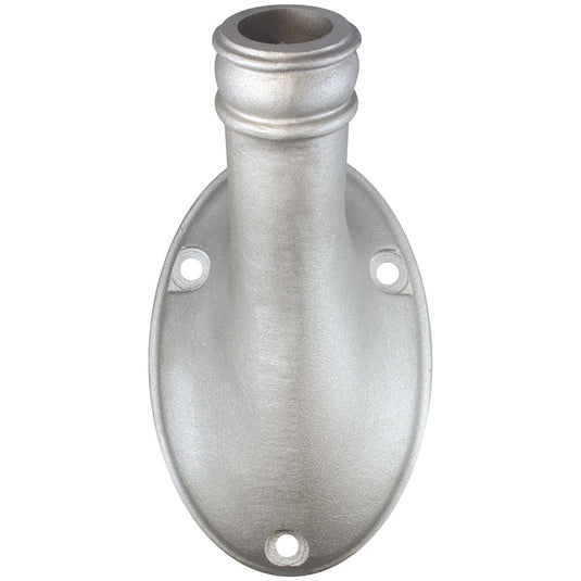 Cast metal Outrigger Wall Mount Flagpole Bracket (Ecom-B), a heavy-duty oval base with a fixed pole receiver.