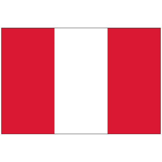 Peru world flag featuring clean vertical red and white stripes in bold triband design without coat of arms