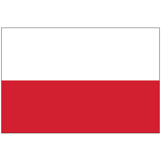 Poland world flag featuring clean horizontal bicolor design with white upper stripe and red lower stripe in simple rectangular format