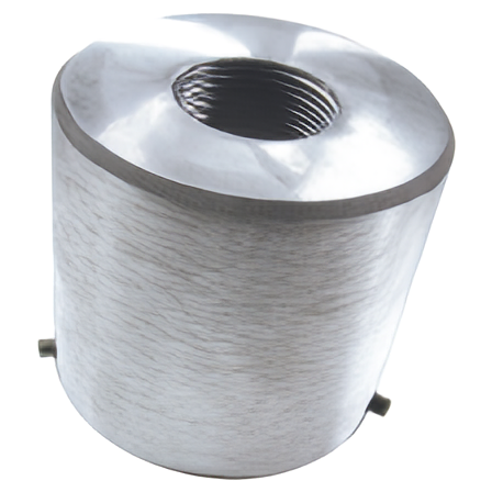 A silver-colored metal pole top adapter for flagpoles.