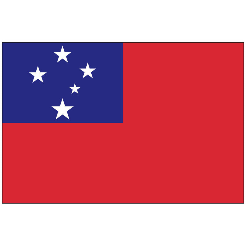 Load image into Gallery viewer, The flag of Samoa, featuring a red field with a blue rectangle in the upper hoist-side corner bearing the Southern Cross constellation in white.
