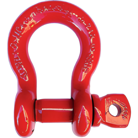 Load image into Gallery viewer, A red shackle with a braided or woven appearance, likely made of metal, used for securing or lifting applications.
