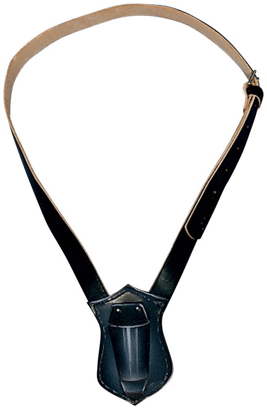 Black Single Strap Leather Carrying Belt (sling) with a parade pole cup for flagbearers.