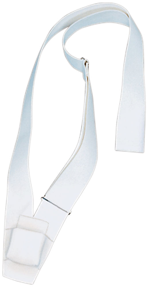 Adjustable white nylon Single Strap Web Carrying Belt with a flat, open-top pocket for flagpoles.