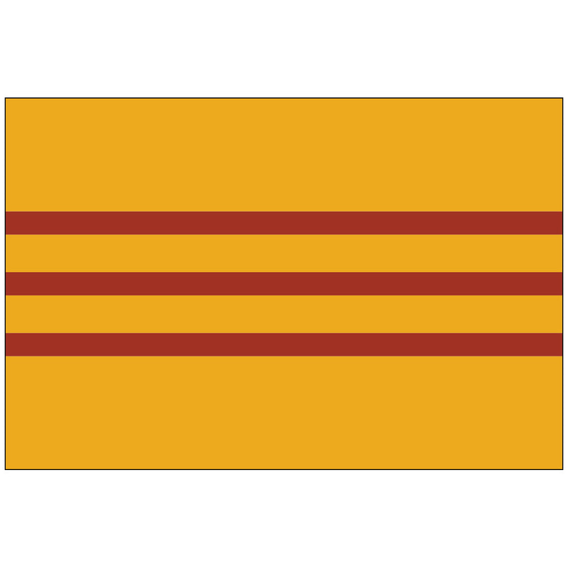 Load image into Gallery viewer, A yellow flag of South Vietnam featuring three horizontal red stripes of equal width stacked centrally. The design is simple, evoking a sense of boldness and clarity.
