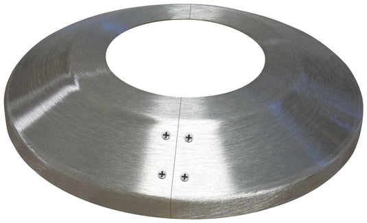 Brushed aluminum Standard Profile Split Aluminum Flagpole Flash Collar, secured together by four visible screws for easy installation.