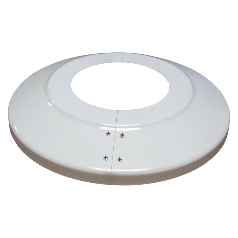 Load image into Gallery viewer, Glossy white Standard Profile Split Aluminum Flagpole Flash Collar, assembled from two pieces and held with four small screws.
