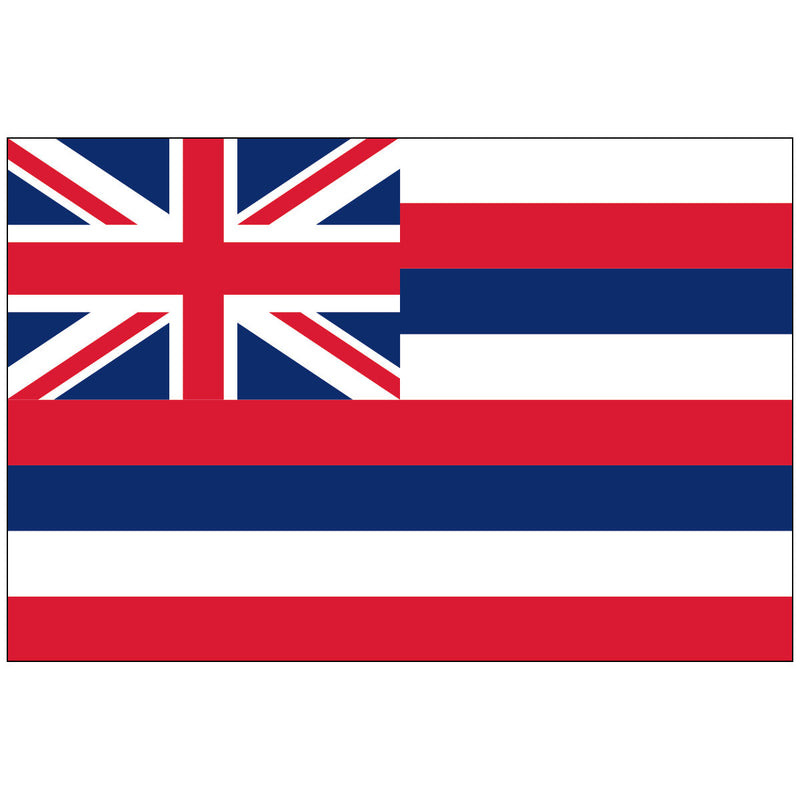 Load image into Gallery viewer, Hawaii state flag featuring eight red, white, and blue horizontal stripes with the British Union Jack in the upper left corner.
