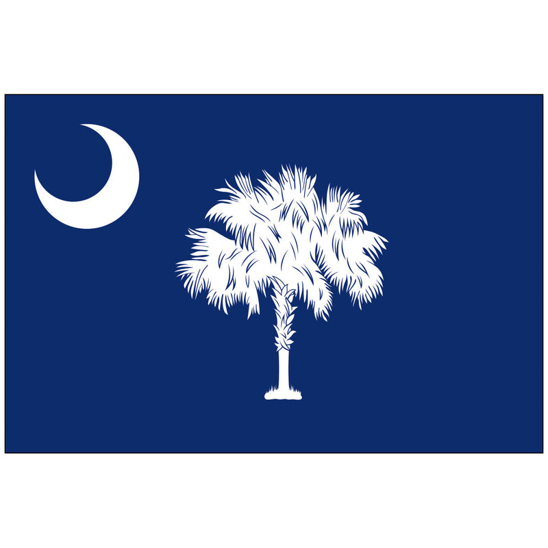 Load image into Gallery viewer, South Carolina state flag featuring a white palmetto tree and crescent on a deep blue background, symbolizing strength and resilience.
