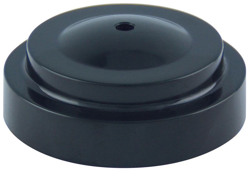 Load image into Gallery viewer, Black, low-profile Styrene Plastic Table Base with a single centered hole for a small desk or stick flag.
