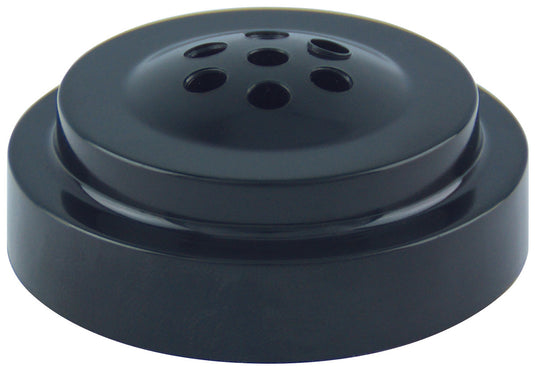 Black Styrene Plastic Table Base featuring six holes for displaying multiple stick flags simultaneously.