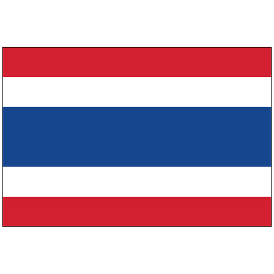 The flag of Thailand, featuring horizontal stripes in red, white, and blue colors.