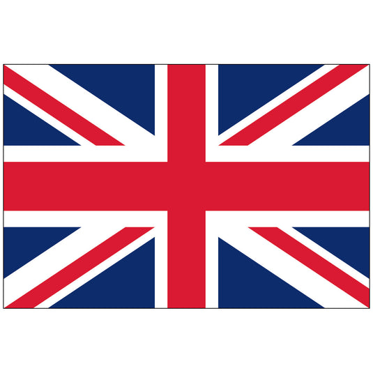 The flag of the United Kingdom, also known as the Union Jack, featuring a red cross on a white field with a diagonal red and white cross superimposed on it.